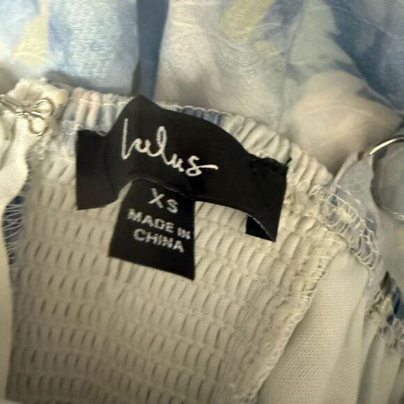 Lulus Truly a Cutie Light Blue Floral Organza Bustier Romper size XS - Picture 5 of 5